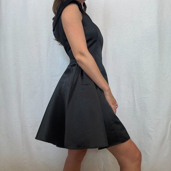 Jessica McClintock Black Satin Tulle Mini Dress - Picture 4 of 11